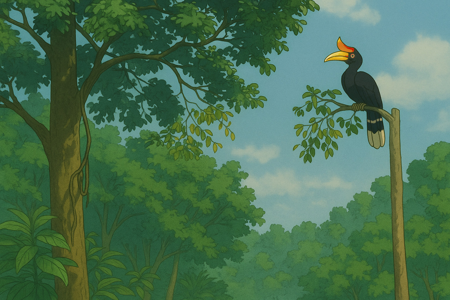 Hornbill Perched in Tree